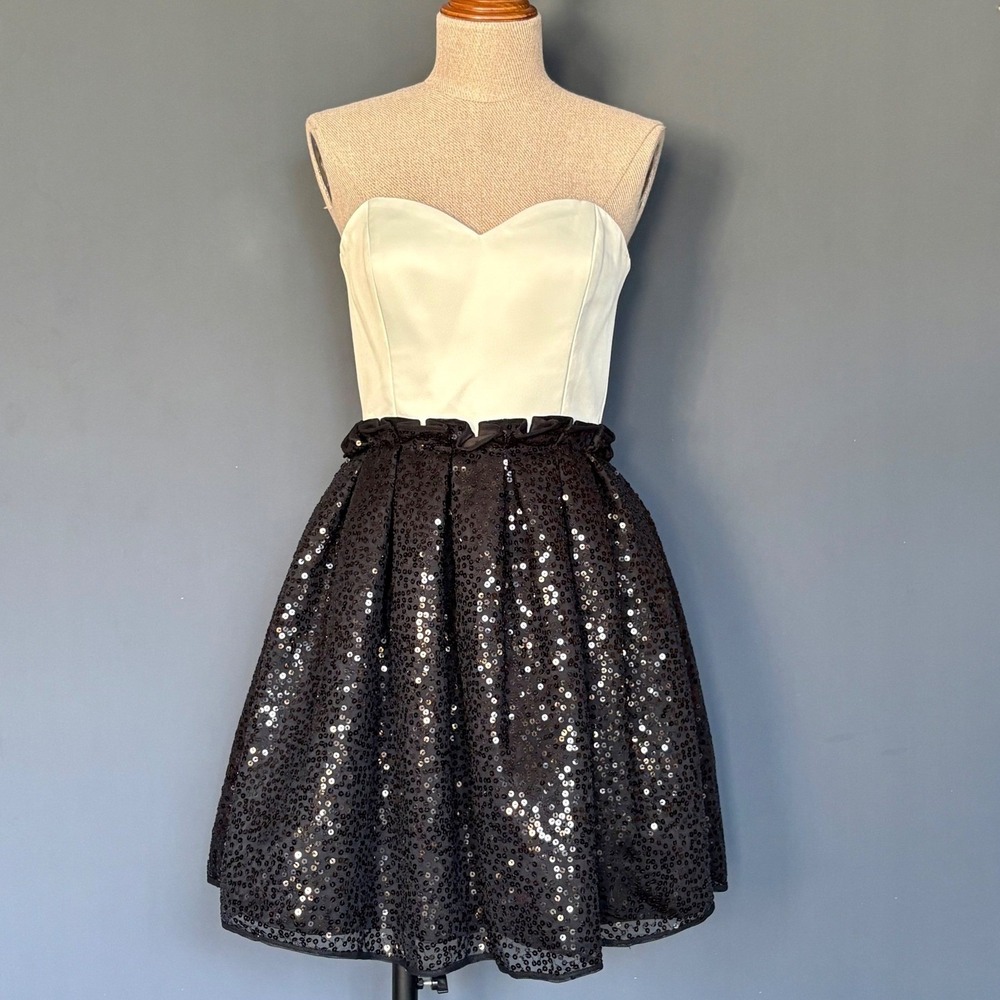 Vintage Betsey Johnson Evening Strapless Babydoll Dress | Sz 4 | Sequin Prom Y2K